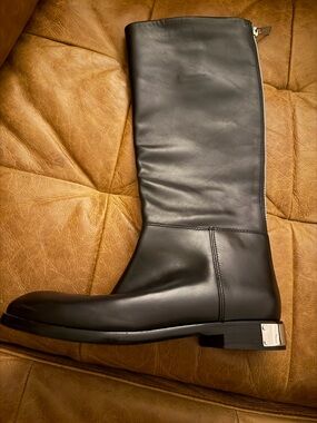 Marc by Marc Jacobs Black Leather Knee Boot with Side Zip